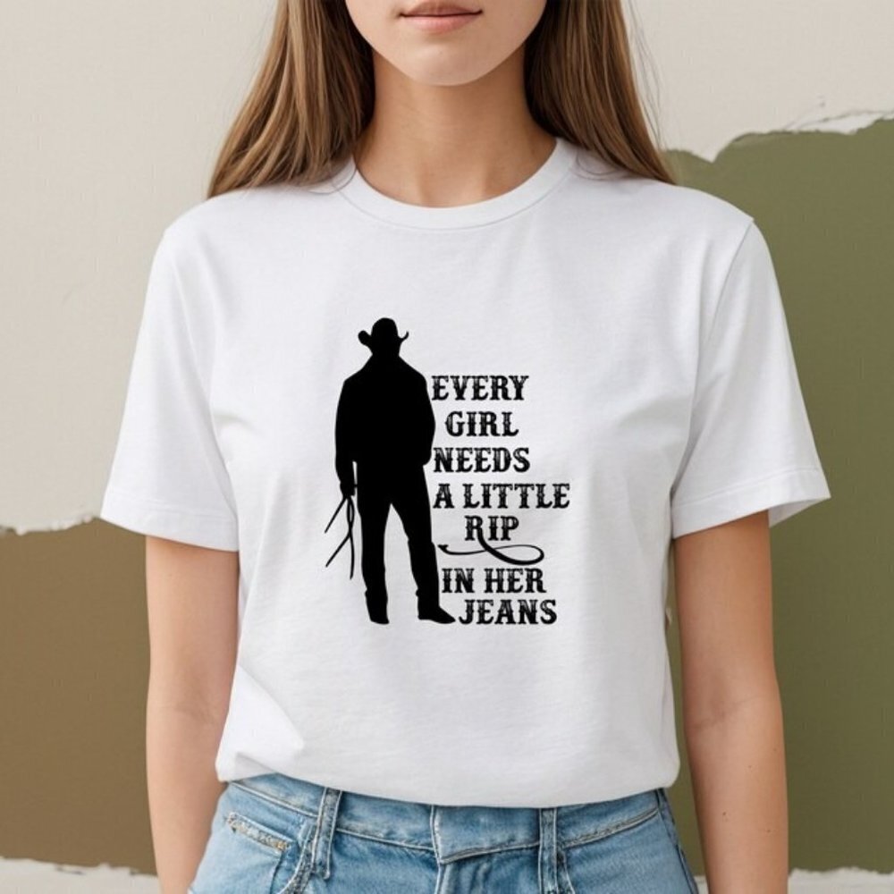 Every Girl Needs A Little Rip In Her Jeans Cowboy Shirt Western Girls Shirt